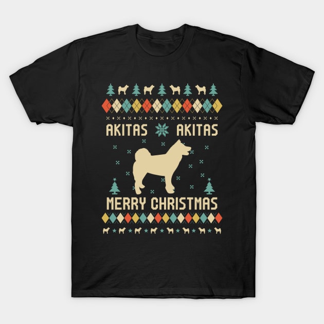 Akitas Merry Christmas Gift For Akitas Dog Lovers T-Shirt by TeeRetro